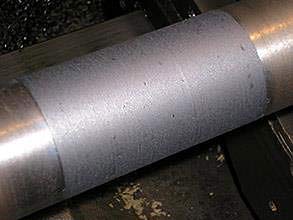 Repaired shaft with Belzona 1131 (Bearing Metal)